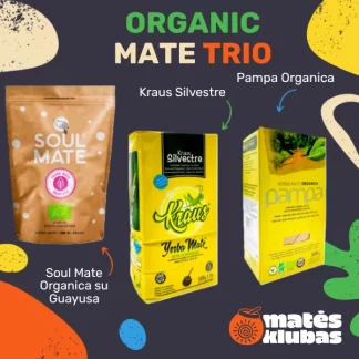 Organic yerba mate trio - Soul mate su guayusa, Kraus Silvestre ir Pampa Organica